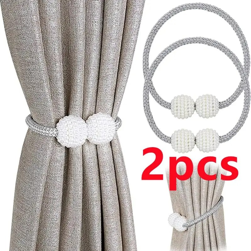 Home Bathroom Accessories - 1/2 Pezzi Fermacurtain Magnetici a Perla,