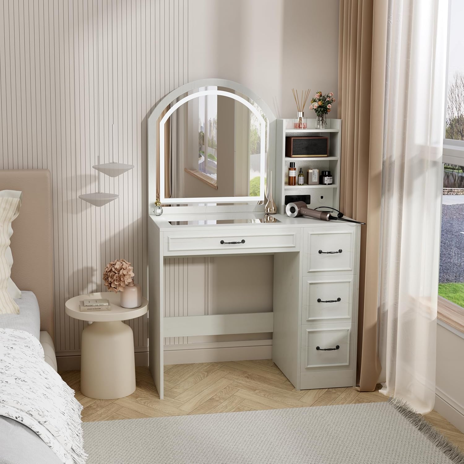 Home Outlet Bathroom Vanity - Moderna Scrivania da Trucco con Specchio
