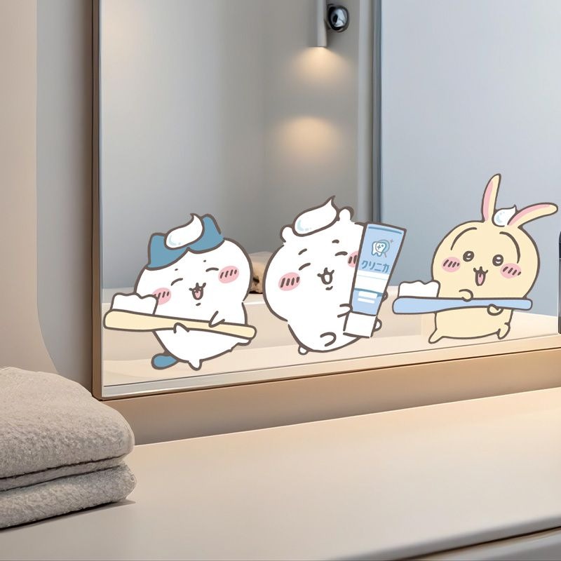 Home Bathroom Mirror - Adesivi per Specchio Chiikawa, Forte Adesione,