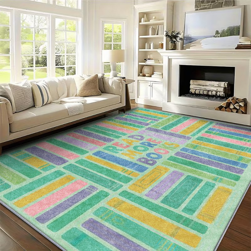 Home Goods Bathroom Rugs - Tappeto a Righe Arcobaleno Pastello con