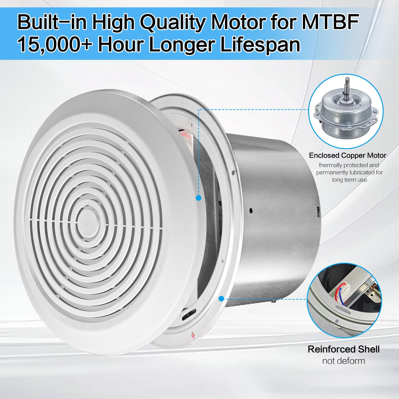Home Bathroom Vent Fans - V2262-50 Ventilatore da soffitto silenzioso da