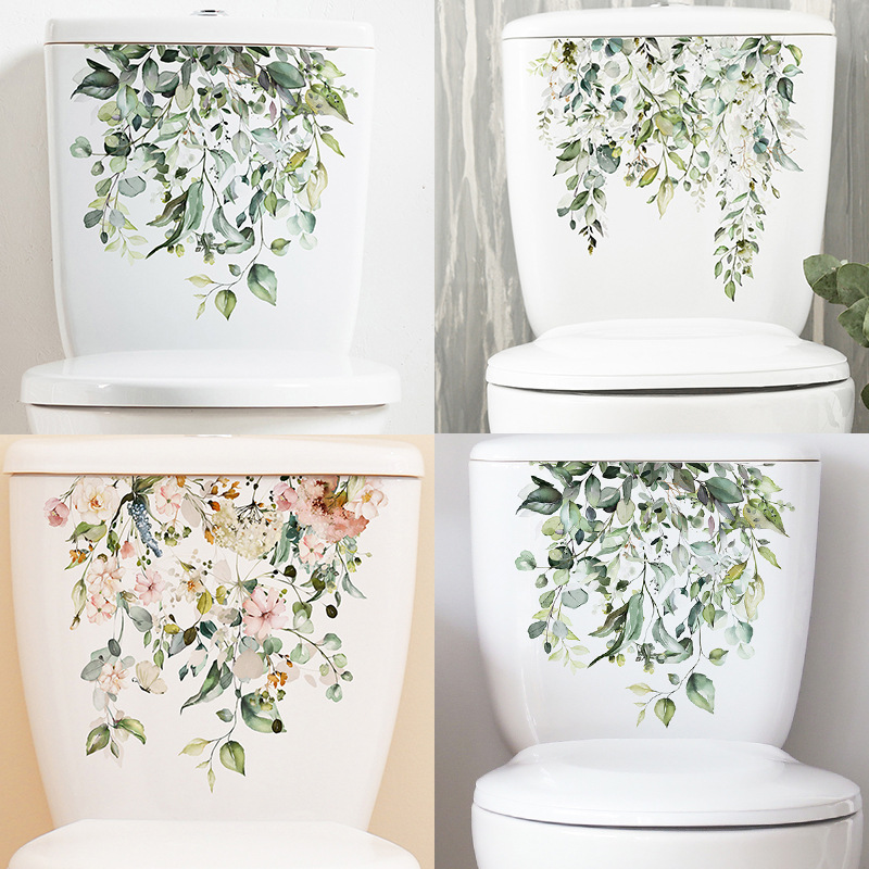 Home Bathroom Remodel - Foglie di piante verdi fresche Adesivi