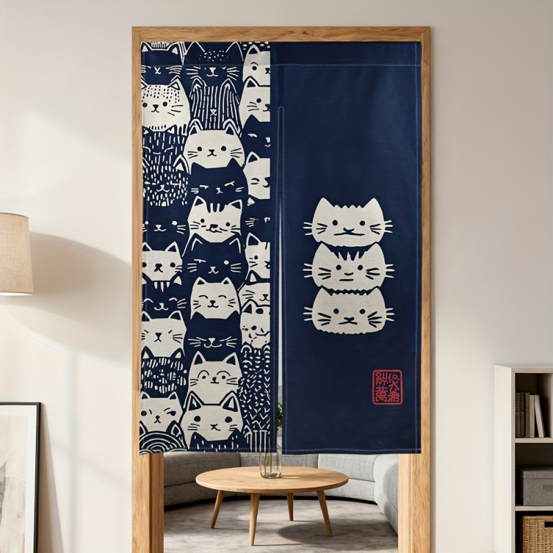 Home Bathroom Partition - VIKAMA Cute Cat Half Curtain in