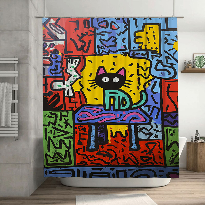 Home Bathroom Remodel - Tenda da doccia con graffiti dai