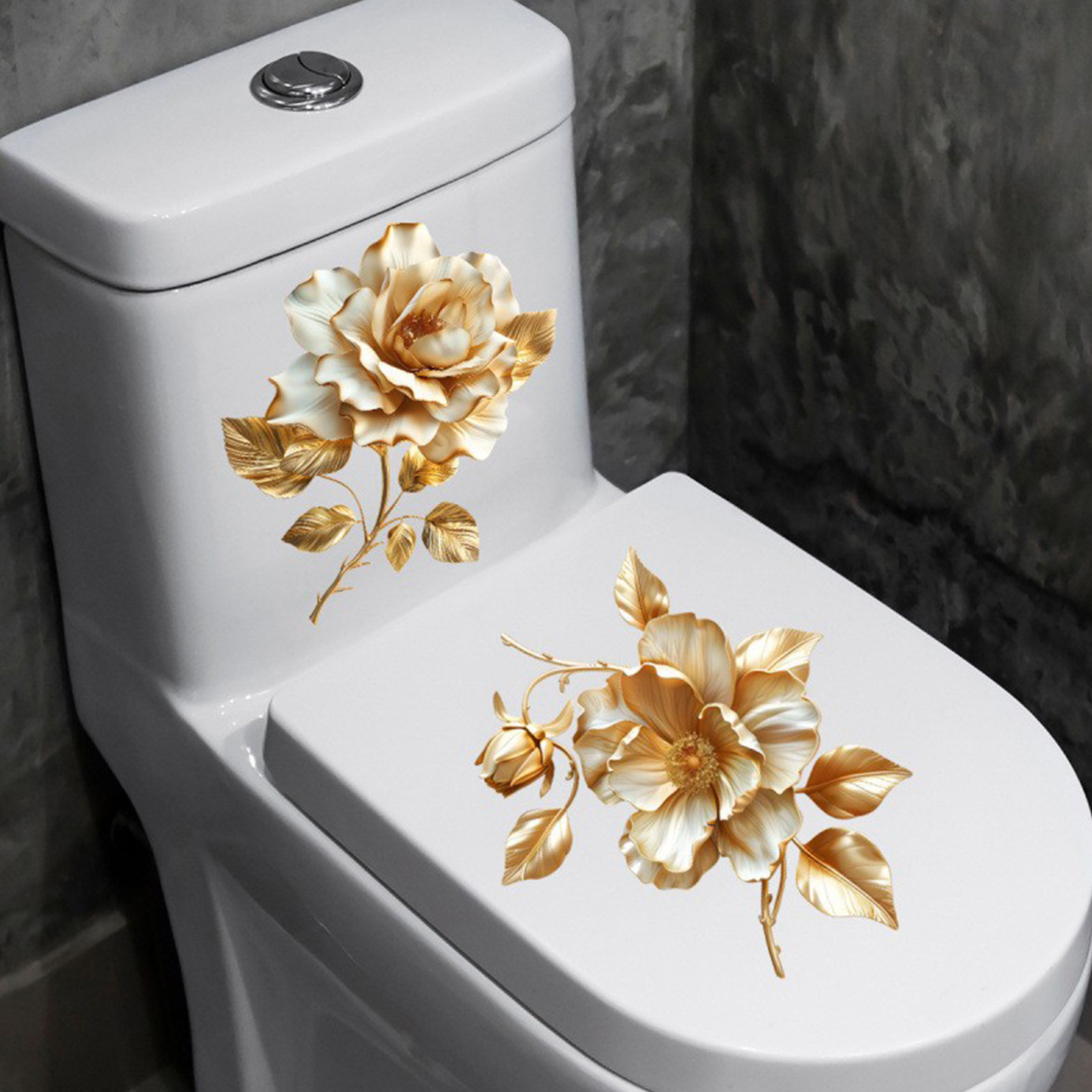 Home Of The Year Bathroom - 2 adesivi floreali per WC per