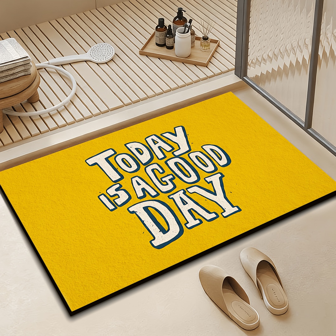 Home Goods Bathroom Rugs - Tappetino giallo con scritta 