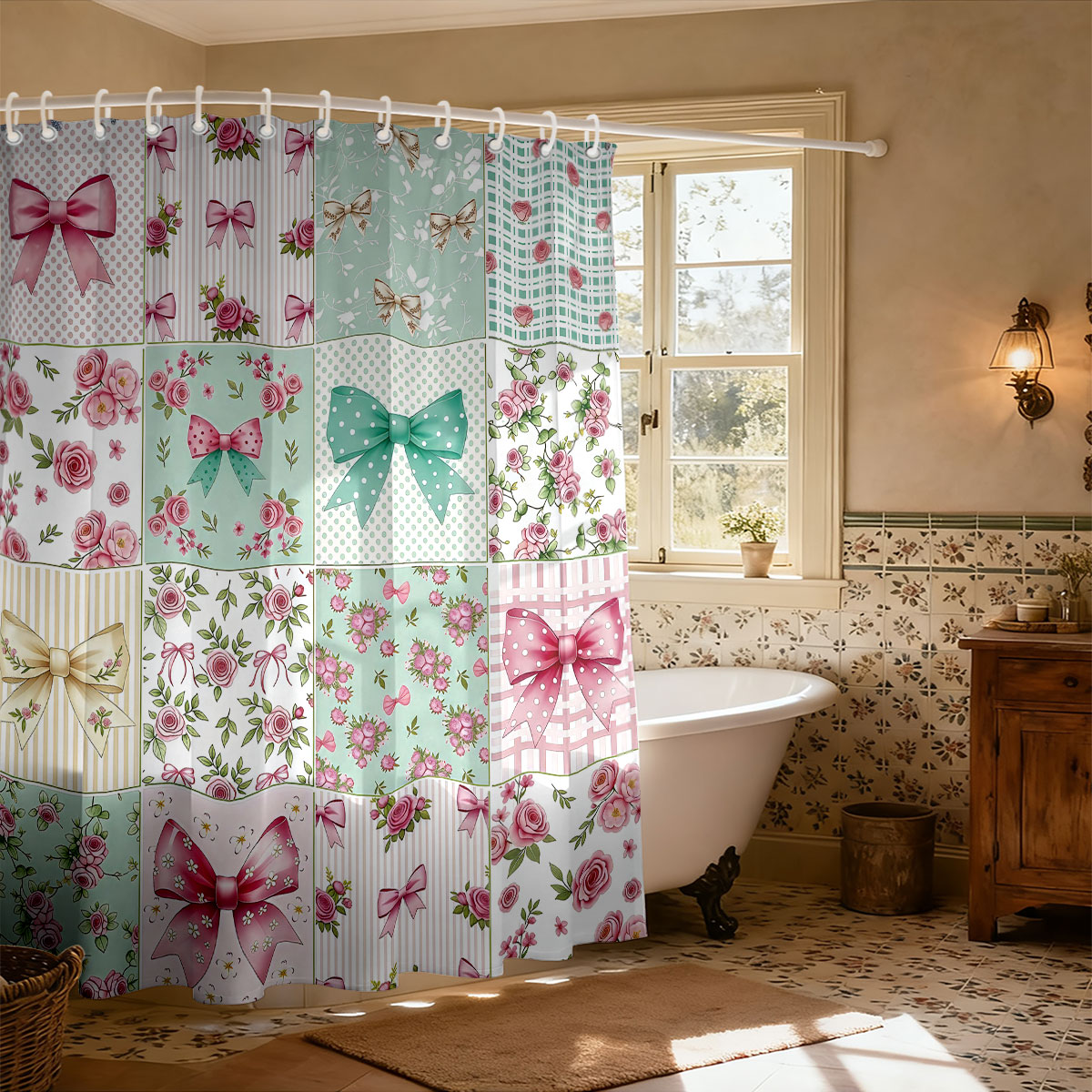 Tenda da doccia con stampa fio - Home Bathroom Partition recensione e prezzo